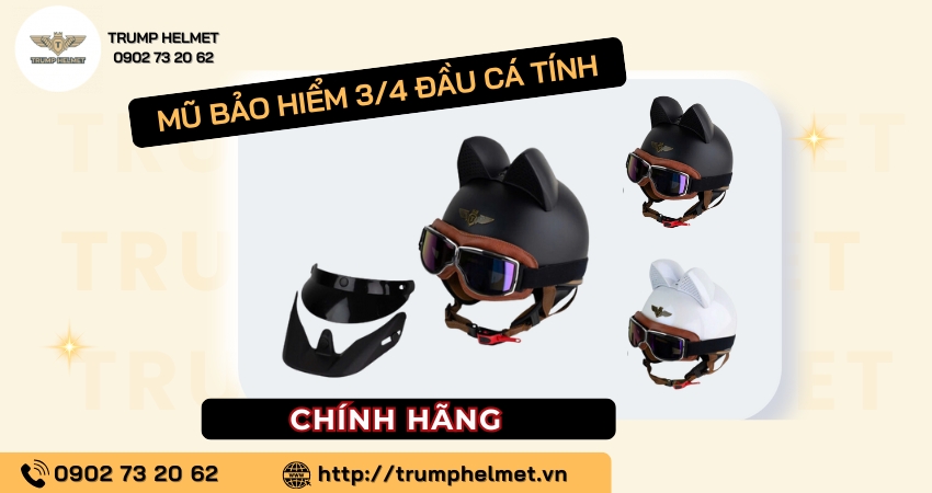 Mũ bảo hiểm 3/4 đầu cá tính